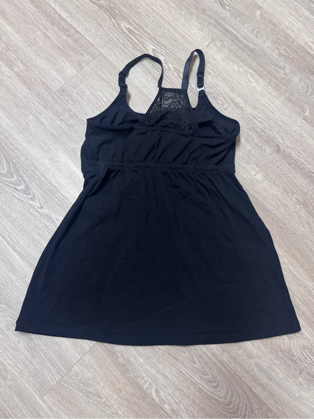Leading Lady Black Lace-Trim Nursing Chemise
